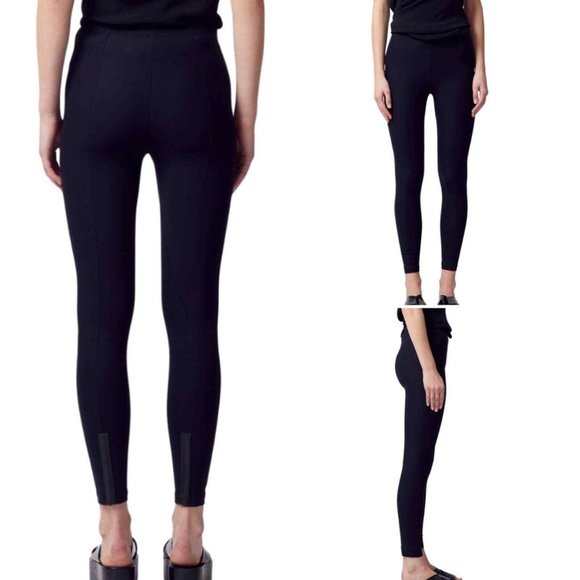 Elaine Kim Ital Skinny Tech Stretch Leather Trim Leggings Size 4 - Picture 5 of 5